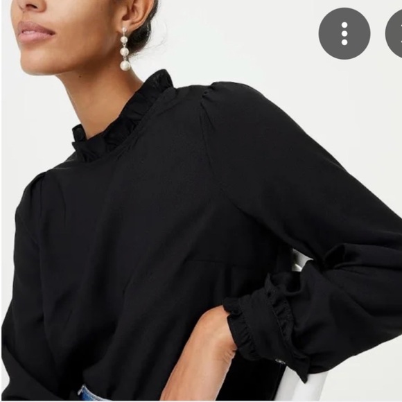 Worn Once J. Crew Ruffle Neck Blouse in Black, Size M - Picture 2 of 3